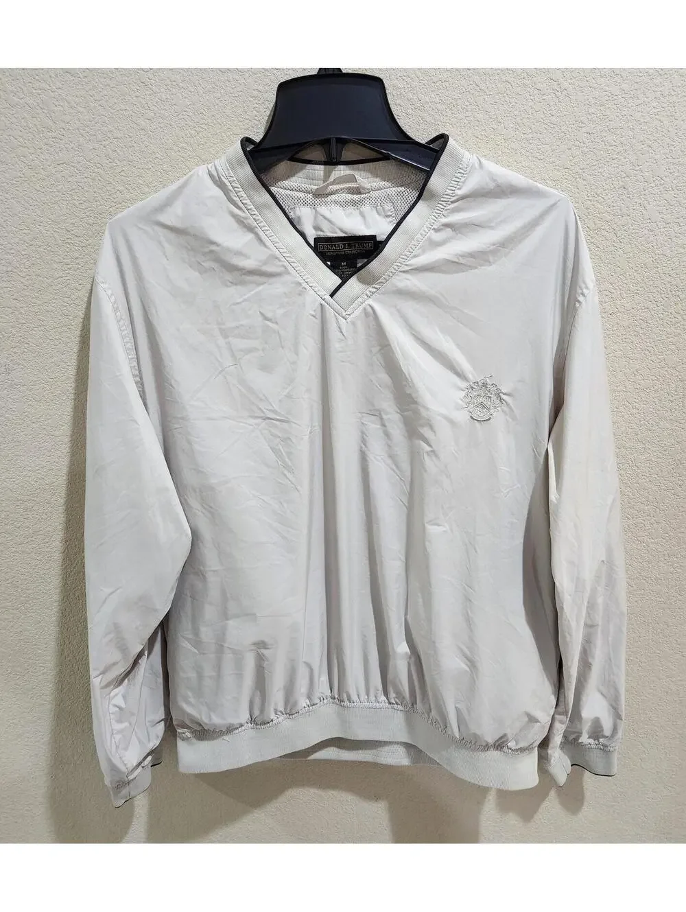 Donald J Trump Signature Collection Golf BEIGE Pullover Windbreaker Men's Medium